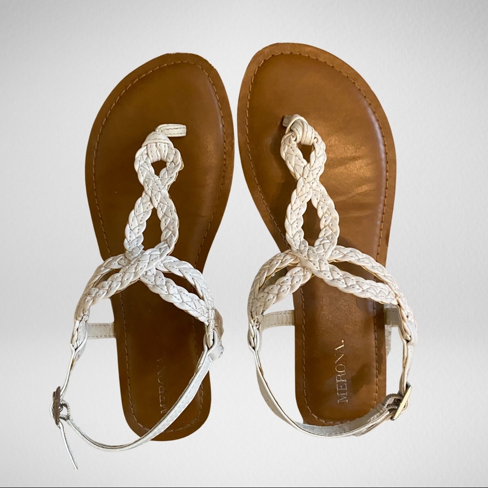 Women’s White & Brown Sandals - Merona - 6.5
